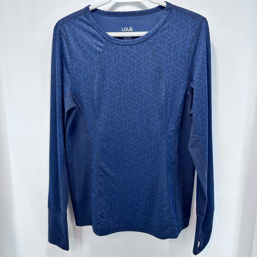 LOLË Athletic Top Women's M Wool Blend Geometric Print Thumbholes - Picture 4 of 11
